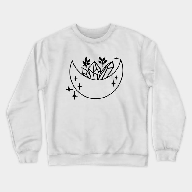 Flower Crystal Moon T-Shirt Crewneck Sweatshirt by OgogoPrintStudio